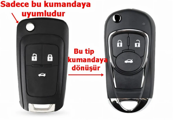 Opel Astra J Insignia Uyumlu Çevirici Modifiye Dönüşüm Kumanda Anahtar Kabı Oto Anahtarlık Logolu ürün görseli