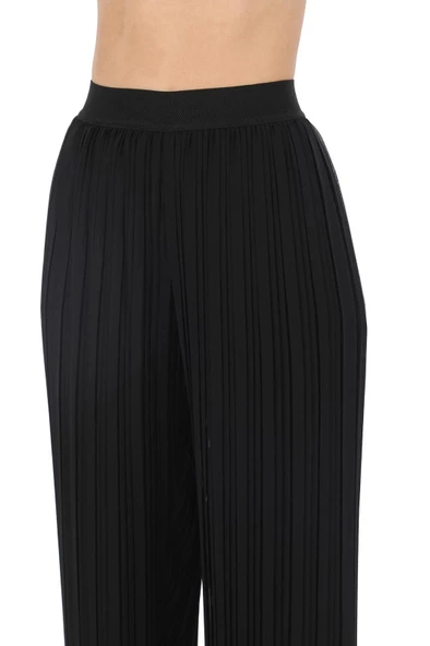 Bel Lastikli Pliseli Pantolon 4703-1-Siyah - 3