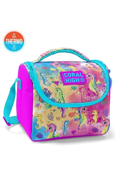 Coral High Kids Pembe Rengarenk Denizatı Desenli Thermo Beslenme Çantası 11825