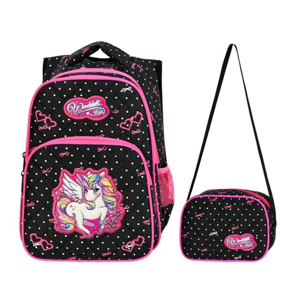Waddell Unicorn Benekli Ilkokul Sırt ve Beslenme Çantası 5051
