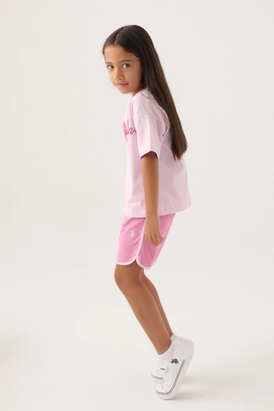 U.S. Polo Assn. 1804 Lisanslı Oversized Kız Çocuk Şort Takım - 2