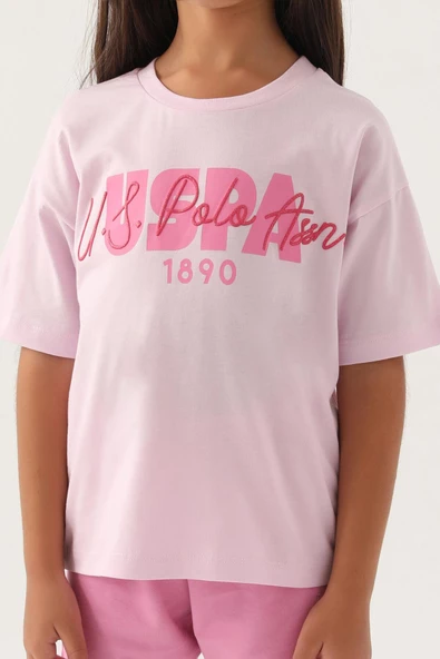 U.S. Polo Assn. 1804 Lisanslı Oversized Kız Çocuk Şort Takım - 4