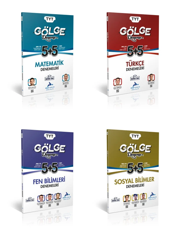 Paraf Derece Timi 2025 Tyt Matematik + Türkçe + Fen + Sosyal 5+5 Gölge Deneme Seti 4 Kitap