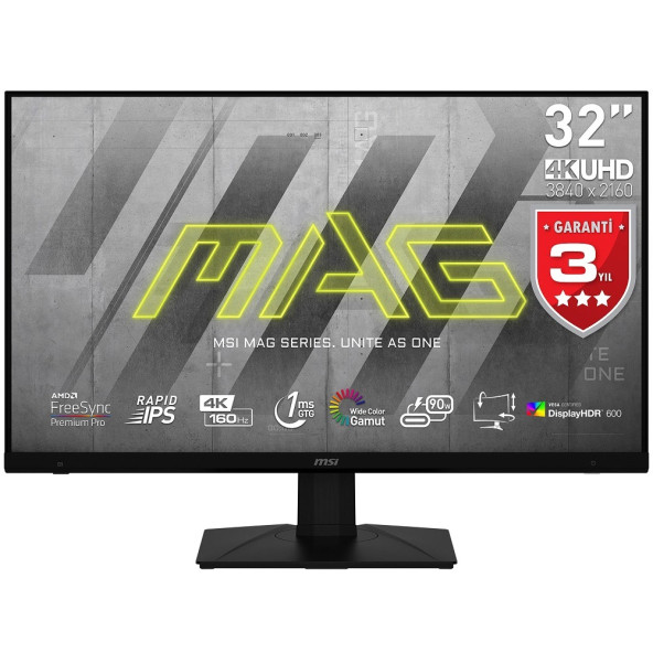 MSI MAG 323UPF 3840x2160 16:9 FLAT RAPID IPS 160HZ 1MS FREESYNC PREMIUM PRO PIVOT GAMING MONITOR