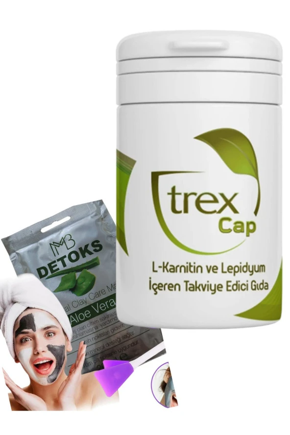 Trextea Trexcap Takviye Edici Gıda Detox 30 Günlük ve yüz maskesi siyah nokta temizleme