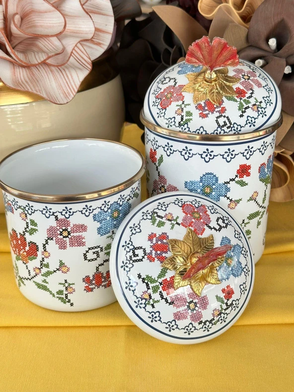 Piraye Emaye 2'li Kavanoz - Resim 2