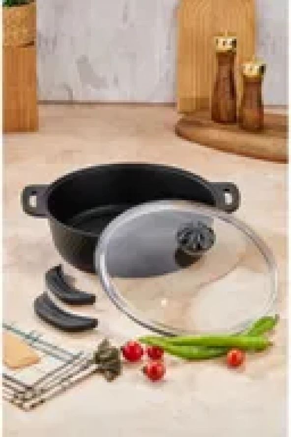 Cooker Kristal 26 Cm Basık Tencere Siyah Ckr3272 - 3