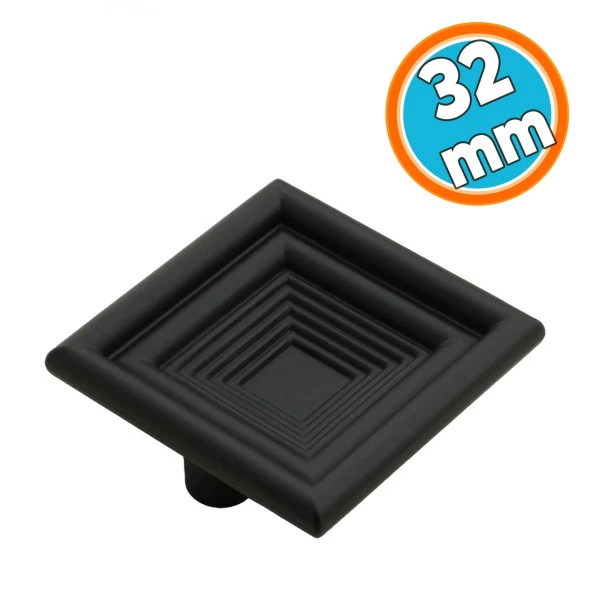 Çekmece Mutfak Kapak Dolap Kulpu Kulbu 32 mm Mat Siyah Kare Sert Plastik Kulp ürün görseli