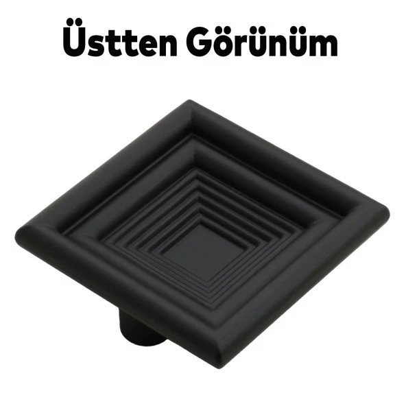 Çekmece Mutfak Kapak Dolap Kulpu Kulbu 32 mm Mat Siyah Kare Sert Plastik Kulp - Resim 4