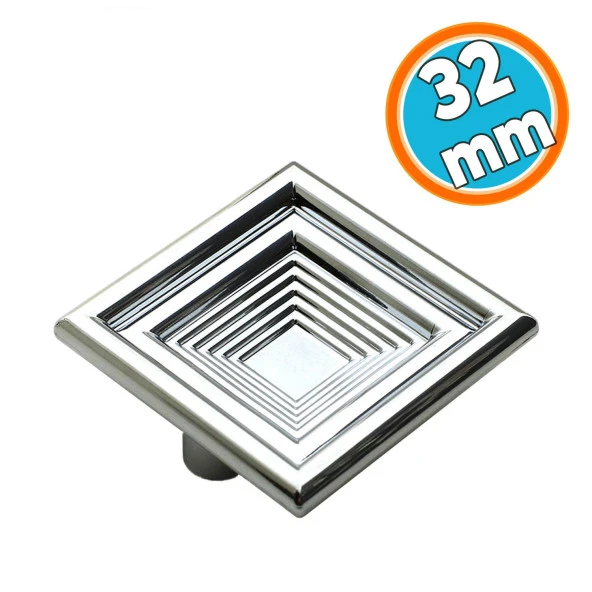 Çekmece Mutfak Kapak Dolap Kulpu Kulbu 32 mm Krom Kare Sert Plastik Kulp ürün görseli