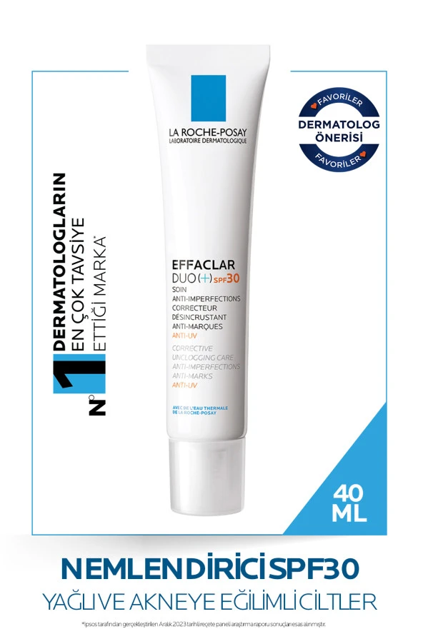 Effaclar Duo SPF30 Yağlı, Akne/Sivilce Eğilimli Ciltler için Güneş Korumalı Bakım Kremi 40ml