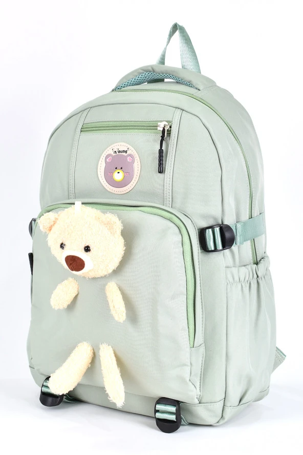 Elatae Ortopedik Lüks Kumaş Çok Gözlü Çocuk İlkokul Sırt Çantası Yeşil 51694 - Resim 4