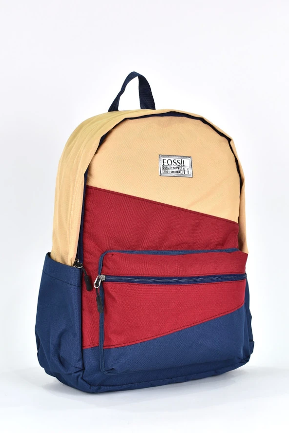 Fossil Unisex Çok Gözlü Günlük Seyahat Okul Sırt Çantası Bordo 9507 - Resim 2