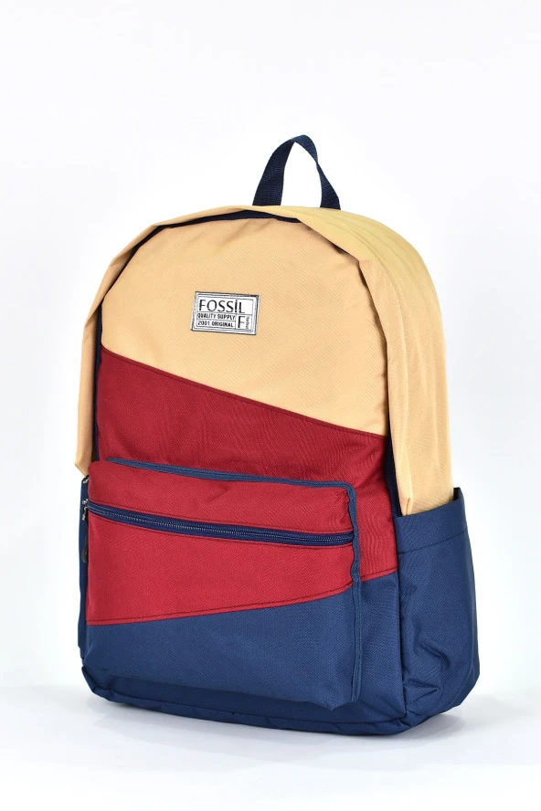 Fossil Unisex Çok Gözlü Günlük Seyahat Okul Sırt Çantası Bordo 9507 - Resim 4