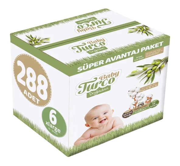 Baby Turco Bebek Bezi Doğadan Beden:6 (16-25Kg) XLarge 288 Adet Süper Avantaj Pk ürün görseli