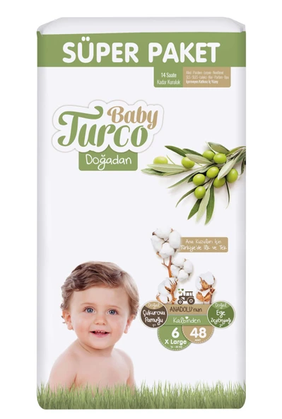 Baby Turco Bebek Bezi Doğadan Beden:6 (16-25Kg) XLarge 288 Adet Süper Avantaj Pk - Resim 9