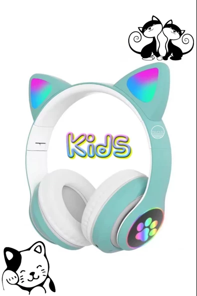 Bluetooth Kedi Kulaklık Aux Girişli Hafıza Kartlı Kulak Üstü Bluetooth Pisi Pisi Miyav Kedi Kulaklık - 2
