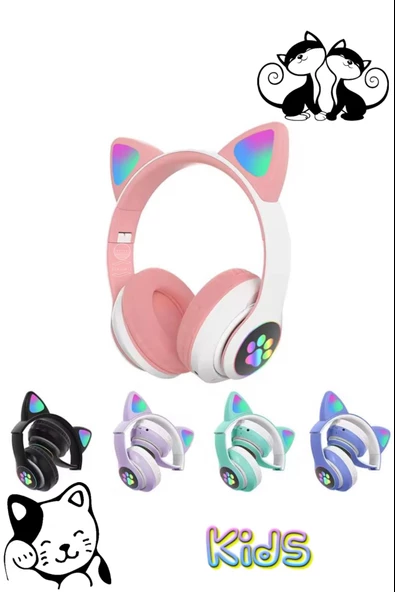 Bluetooth Kedi Kulaklık Aux Girişli Hafıza Kartlı Kulak Üstü Bluetooth Pisi Pisi Miyav Kedi Kulaklık - 9