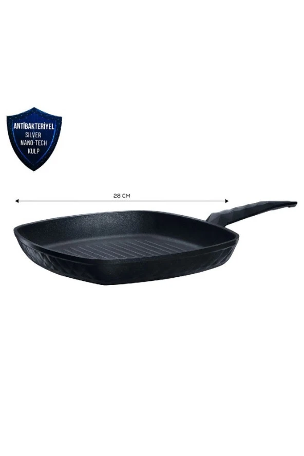 Biodiamond Antibakteriyel Kulp Indüksiyon Tabanlı Grill Tava 28 Cm 2,5 Lt - 3