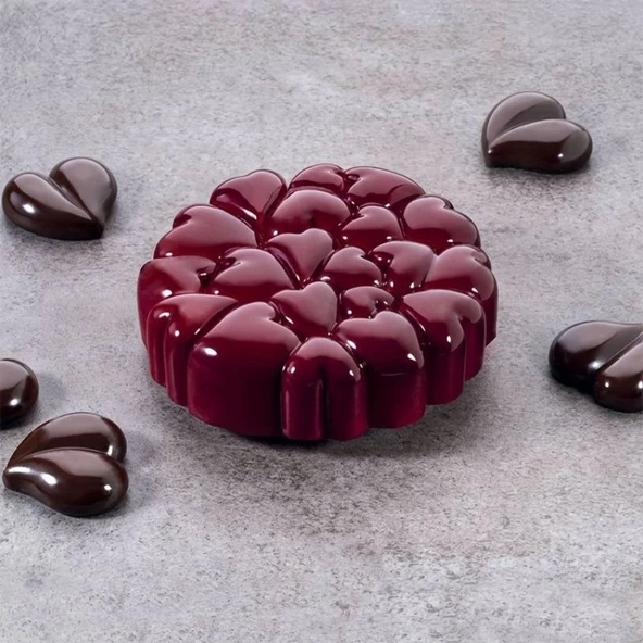 Silikon Çoklu Kalp Mousse Kek ve Pasta Kalıbı, Ø:18 Cm H: 4,5 Cm - 2