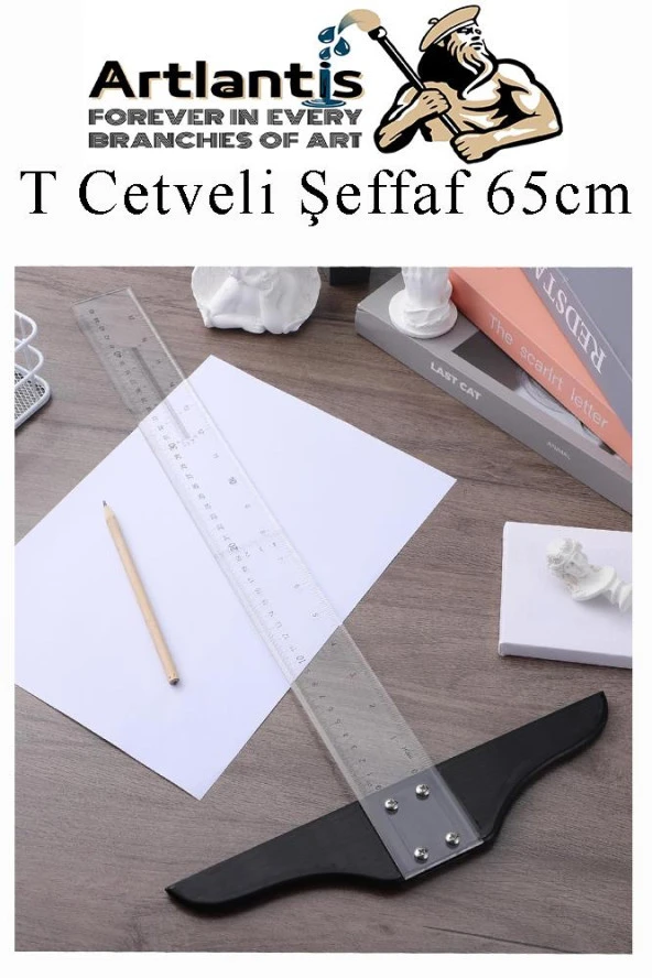 T Cetveli Şeffaf 65 cm 1 Adet Plastik Mika T Cetveli Çizim Cetveli Mimarlık Mühendislik Öğrenci Tasarım Cetveli - 4