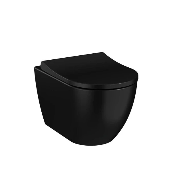 S60 Smoot Flush Mat Siyah Asma Klozet 7510B083-0090, Vitra Integra Slim Mat Siyah Kapak 131-483-009