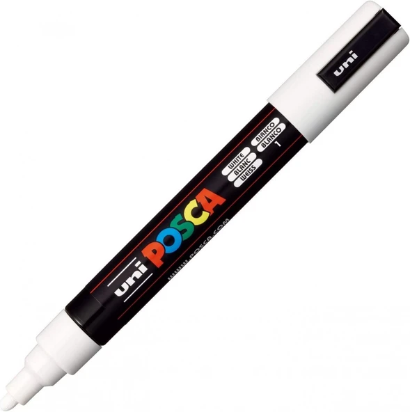 Uniball Posca 1.8-2.5mm Yuvarlak Uçlu Poster Markörü Beyaz / PC5M