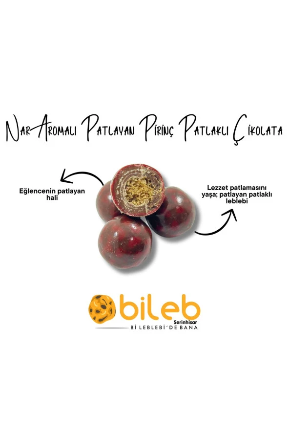 Nar Aromalı Patlayan Pirinç Patlaklı Çikolata & ( 250 ) gr