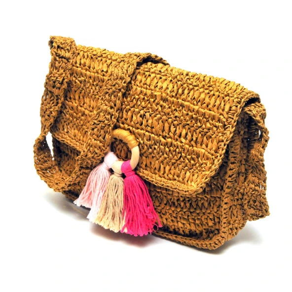 Handmade Rafya İp Tasarım Çanta - 3