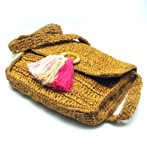 Handmade Rafya İp Tasarım Çanta - 4