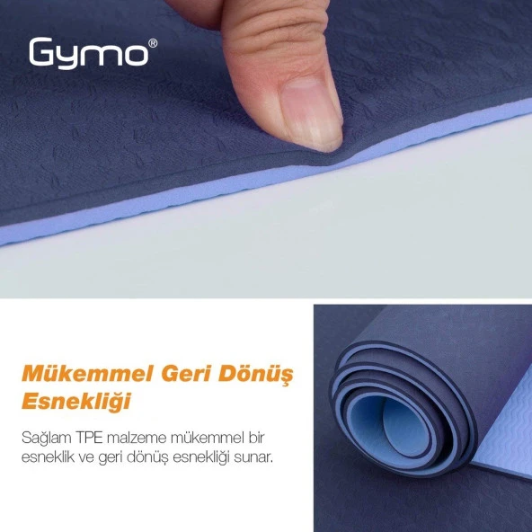 Gymo Ekolojik 6mm TPE Yoga Matı Pilates Minderi Diz Dirsek Koruyucu Matlı Set Yeşil