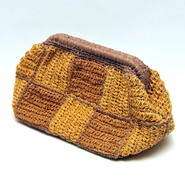 Handmade Kağıt İp Motifli Burslu Tasarım Çanta - 3