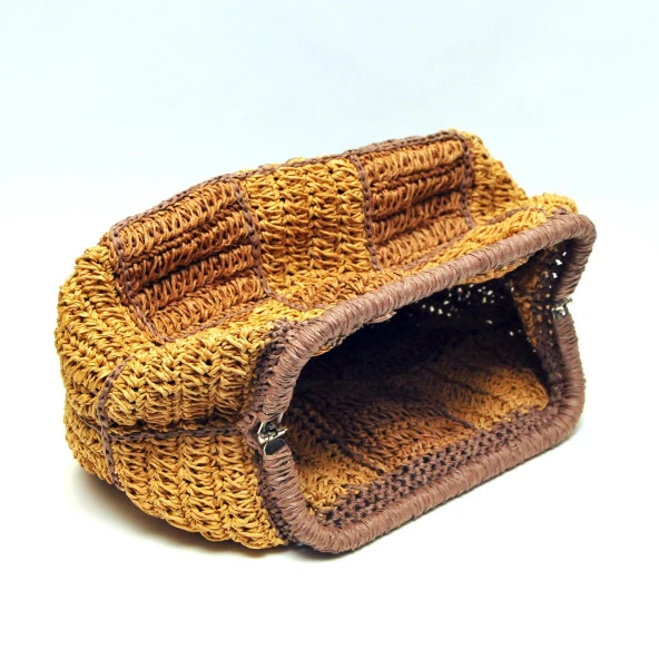 Handmade Kağıt İp Motifli Burslu Tasarım Çanta - 4