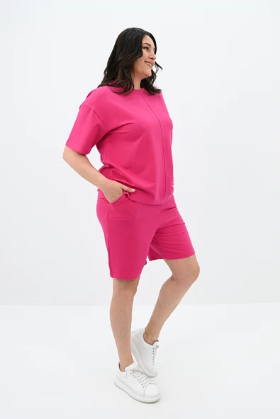 Kadın Büyük Beden Kol Detaylı Şortlu Takım 8101-24 - 11