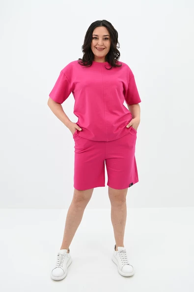 Kadın Büyük Beden Kol Detaylı Şortlu Takım 8101-24 - 10