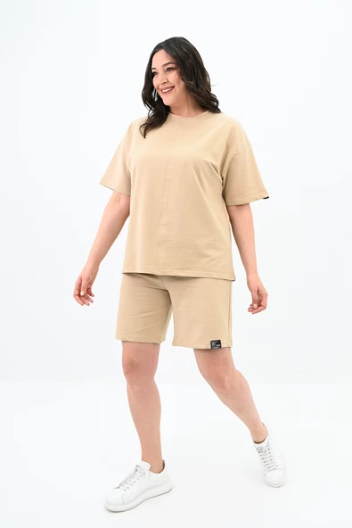 Kadın Büyük Beden Kol Detaylı Şortlu Takım 8101-24 - 7