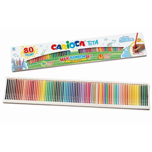 Carioca Tita Kuru Boya Kalemi 80 Renk Maxi Gökkuşağı Seti