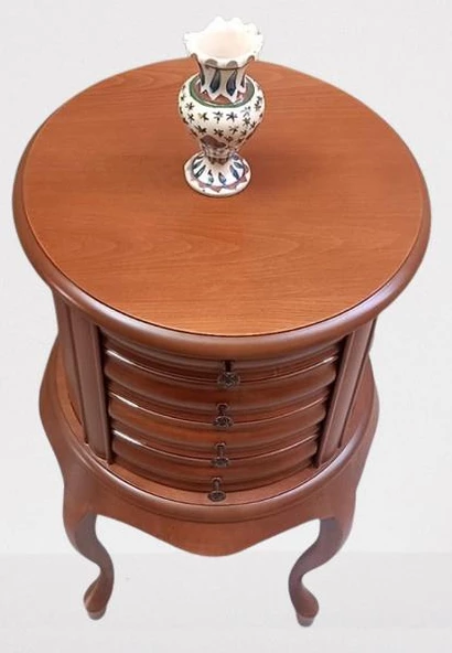 Komodin Şifonyer Model 90388 4 Çekmeceli Tahin Aslan Ayak Bombe Silindir El Yapım - 5