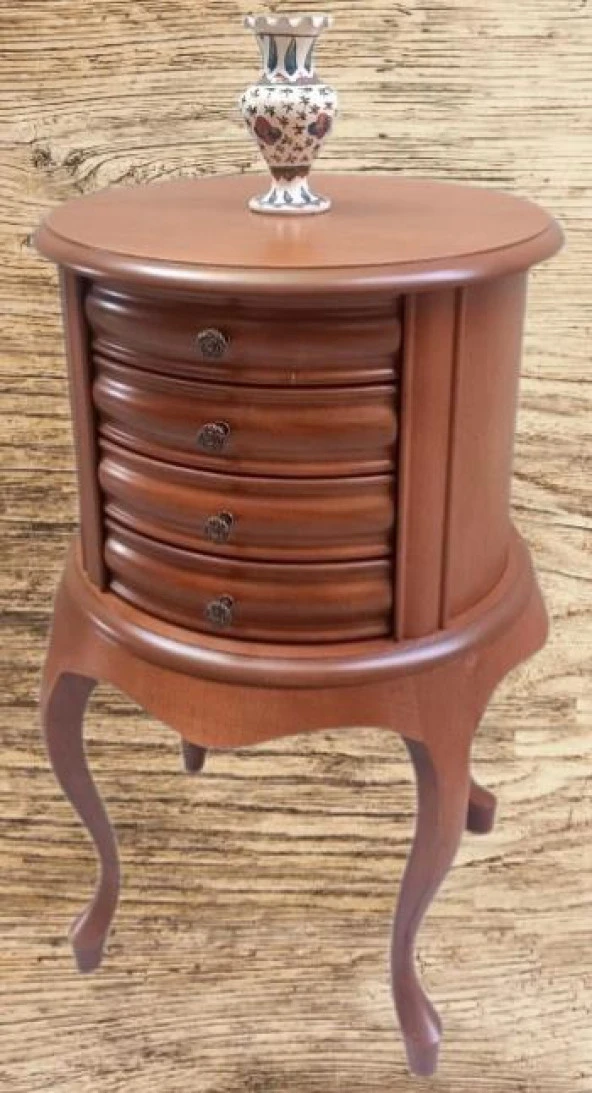 Komodin Şifonyer Model 90388 4 Çekmeceli Tahin Aslan Ayak Bombe Silindir El Yapım - 2