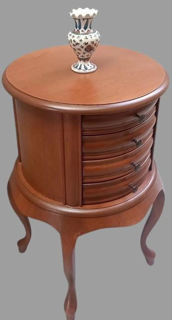 Komodin Şifonyer Model 90388 4 Çekmeceli Tahin Aslan Ayak Bombe Silindir El Yapım - 7