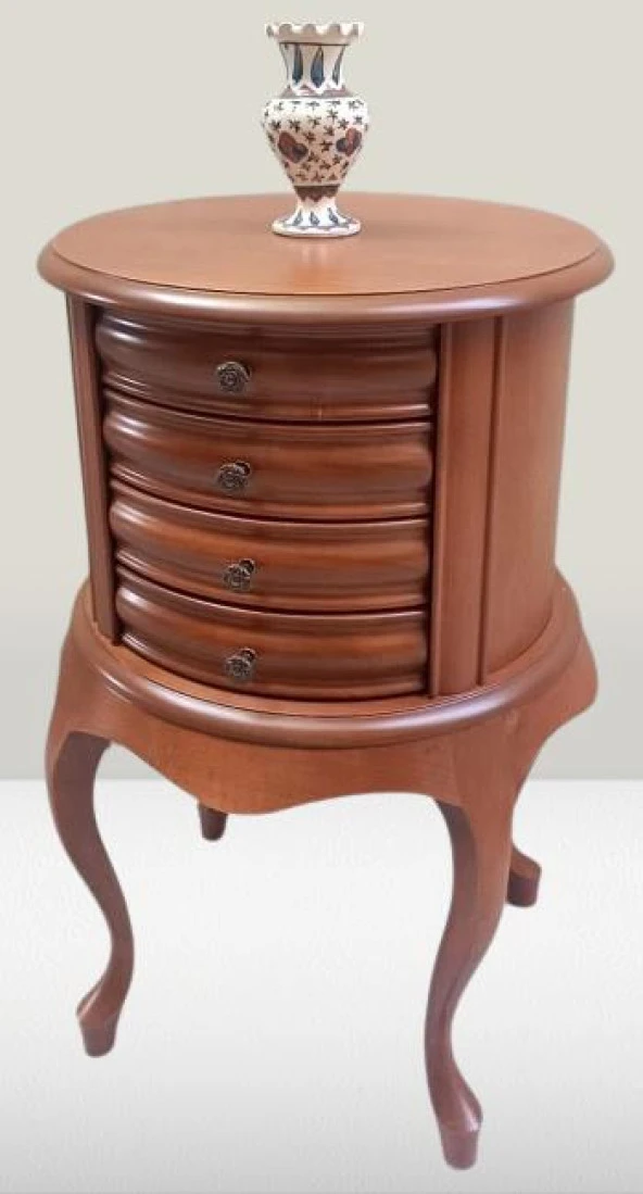 Komodin Şifonyer Model 90388 4 Çekmeceli Tahin Aslan Ayak Bombe Silindir El Yapım - 8