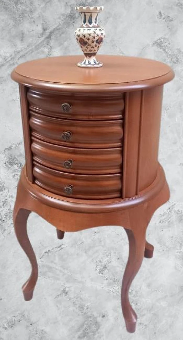 Komodin Şifonyer Model 90388 4 Çekmeceli Tahin Aslan Ayak Bombe Silindir El Yapım - 9