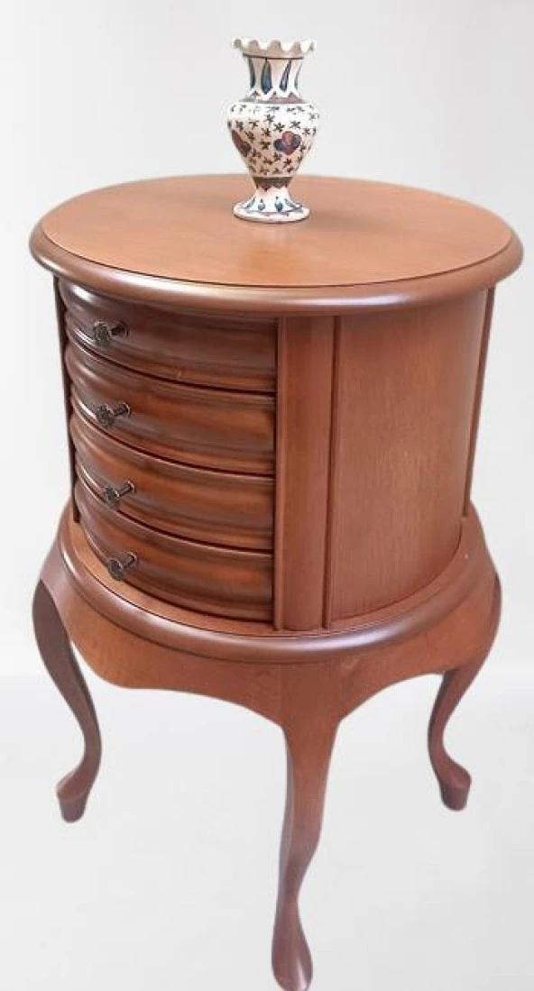 Komodin Şifonyer Model 90388 4 Çekmeceli Tahin Aslan Ayak Bombe Silindir El Yapım - 10