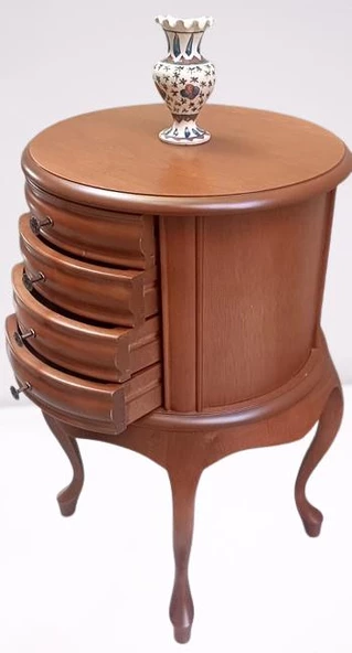 Komodin Şifonyer Model 90388 4 Çekmeceli Tahin Aslan Ayak Bombe Silindir El Yapım - 4