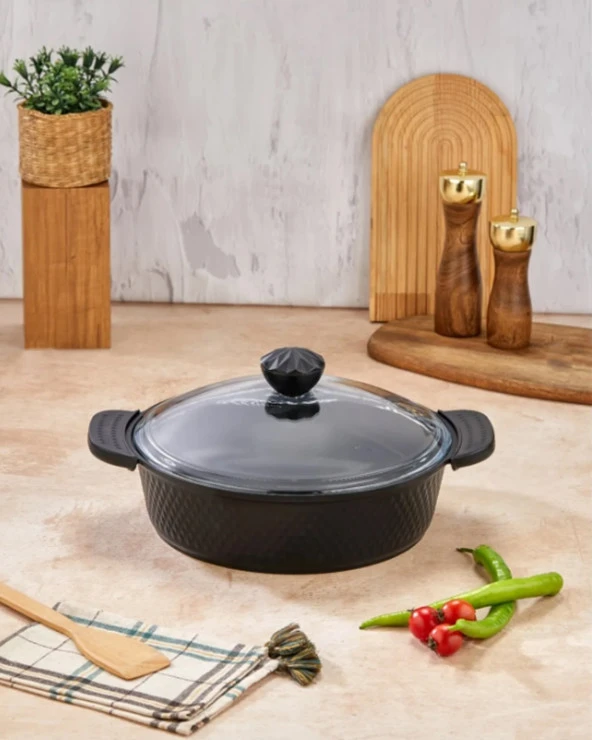 COOKER KRİSTAL 24 CM DERİN TENCERE SİYAH CKR3287