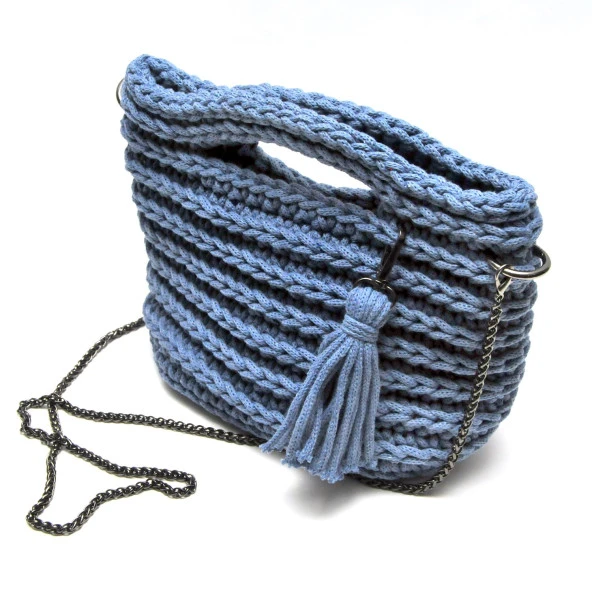 Handmade Makrome İp Tasarım Kadın Çanta - 3