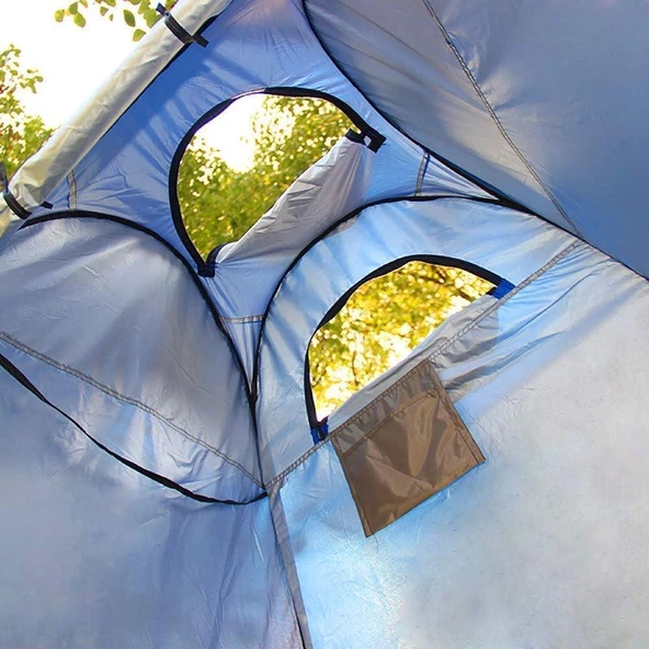Valkyrie Kamp Outdoor WC Duş XL Giyinme Çadırı İç Astarlı 190x150x150 Fotoğraf Prova Kabini BÜYÜK BOY Mavi - 7