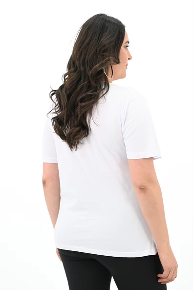 Kadın Büyük Beden Kiraz Baskılı T-shirt 1785-24 - 10