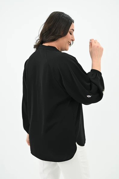 Kadın Nakış Detaylı Uzun Kollu Bluz 1715-24 - 4