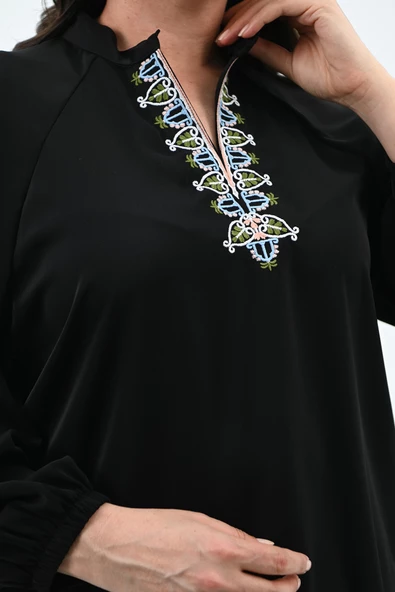 Kadın Nakış Detaylı Uzun Kollu Bluz 1715-24 - 5